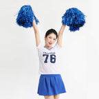 Baotongle 12 Pcs Cheerleading Squad Spirited Fun Poms Pompoms Cheer Costume Accessory For Party Dance Sports (Blues)