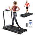 Goplus 2 In 1 Folding Treadmill, 300 Lbs Capacity Walking Pad With Handle Bar, Under Desk Treadmill With Remote & App Control An