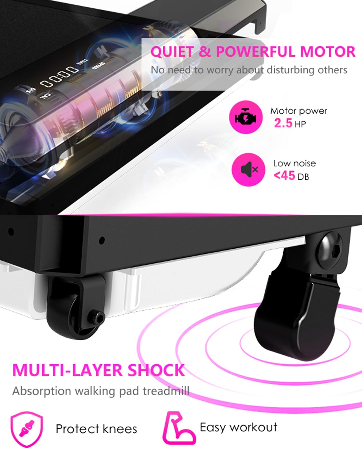 Walking Pad With Incline, 2.5Hp Low Noise Under Desk Treadmill, Walking Jogging Machine, Portable Treadmills With Remote Control
