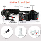 Nvioasport 20 In 1 Paracord Bracelet, Adjustable Gear Kit With Sos Led Light, Fire Starter, Bigger Compass, Survival Whistle, Pe