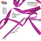 Gsi Multicolor Sparkling Gymnastic Ribbon Wands [6 Pack] With 9 Inch Stick And 1 Meter Ribbon For Gym, Training, Circus, Dance,