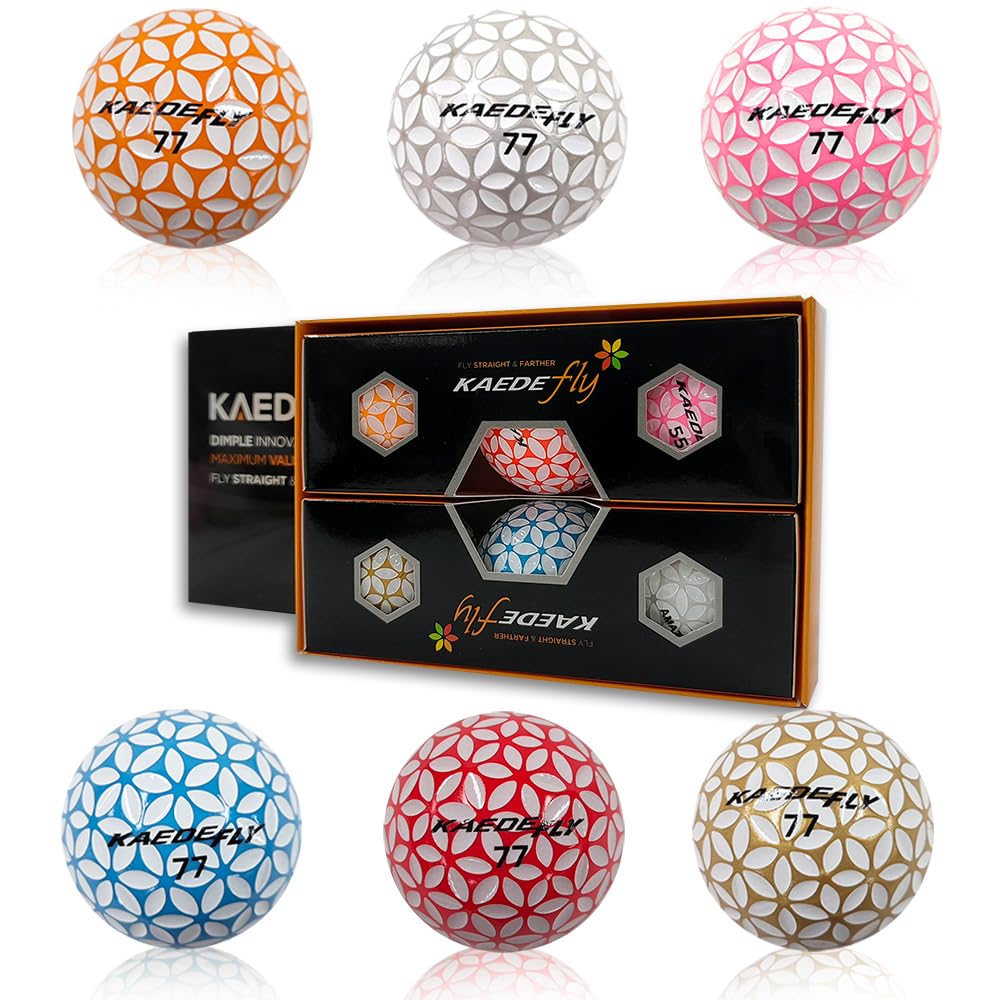 Kaede Fly Distance Golf Balls (Half Dozen) 2 Tone Colored 6 Balls