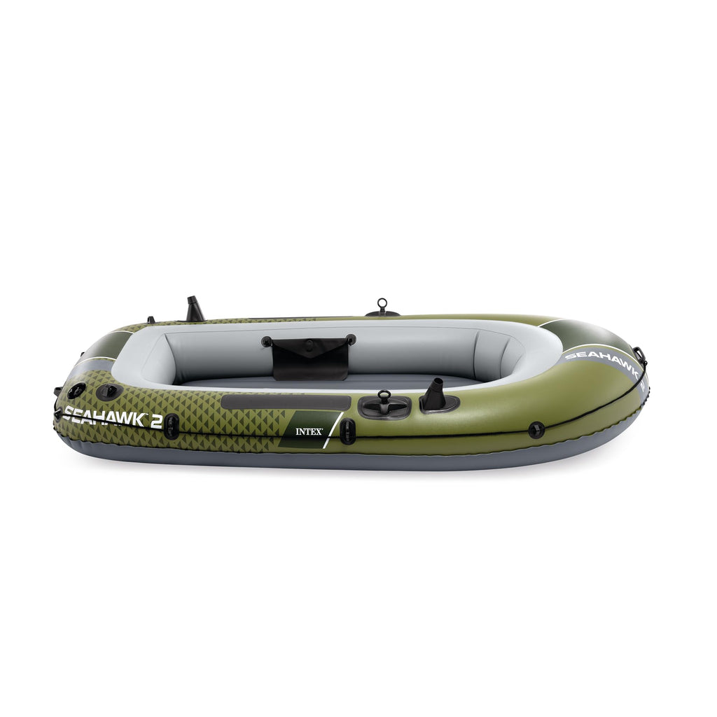 Intex 66332Ep Seahawk 2 Inflatable Boat Set: Includes Deluxe 48In Aluminum Oars And High-Output Pump - Superstrong Pvc - Fishing