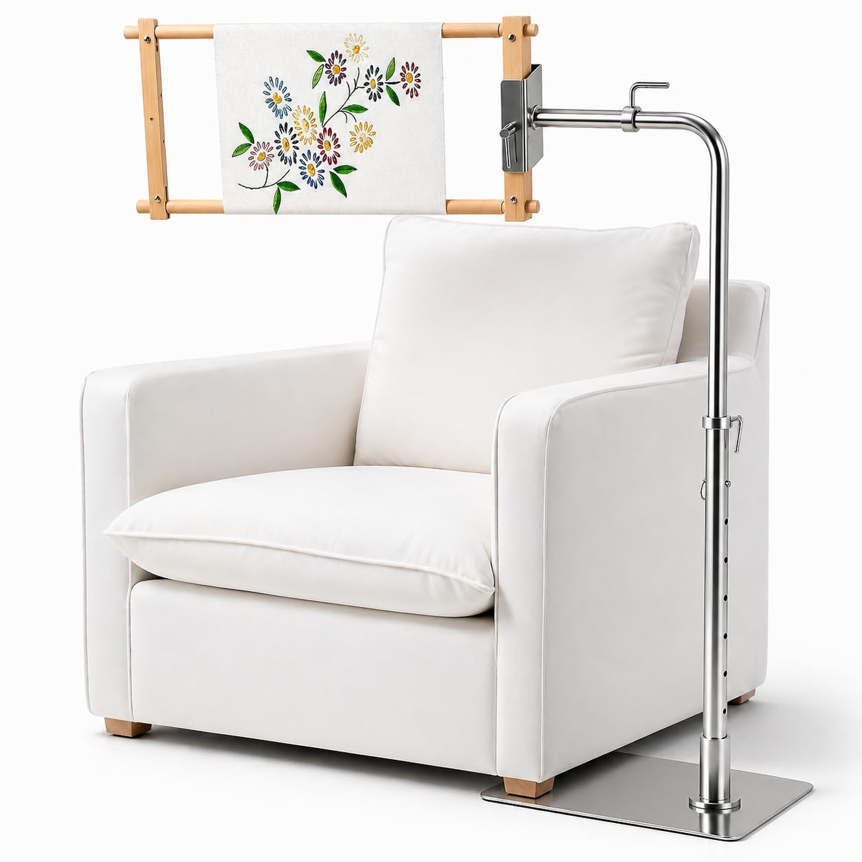 MARGAR Workstand with Side Clamp, for Lowery Stand, Adjustable Cross Stitch Floor Stand, Rotating Needlepoint Stand, Fits Q-Snap