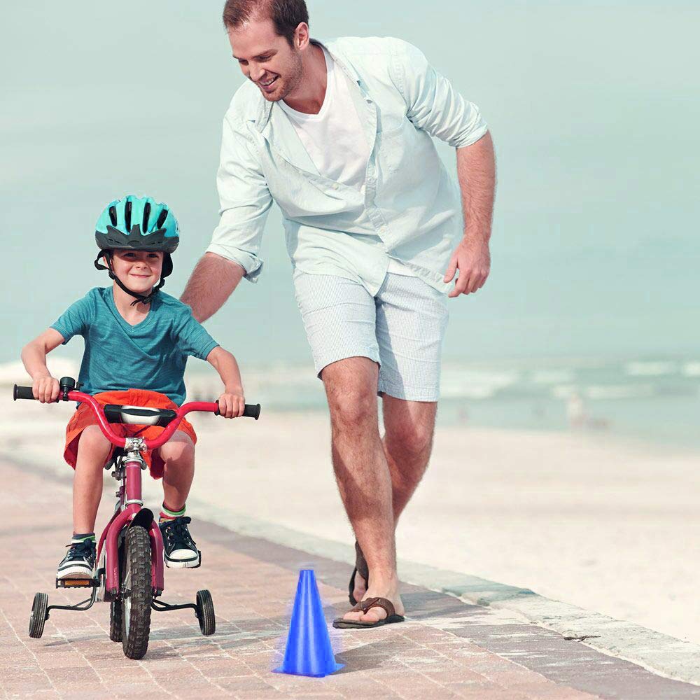 Alyoen 9 Inch Traffic Cones, Plastic Sport Cones, Blue Soccer Training Cones For Outdoor Activity & Festive Events (Sets Of 10/1