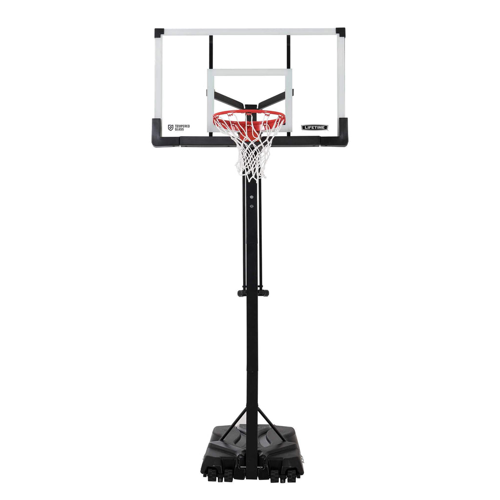 Lifetime 90734 Adjustable Portable Basketball Hoop, 54-Inch Tempered Glass Backboard, Black