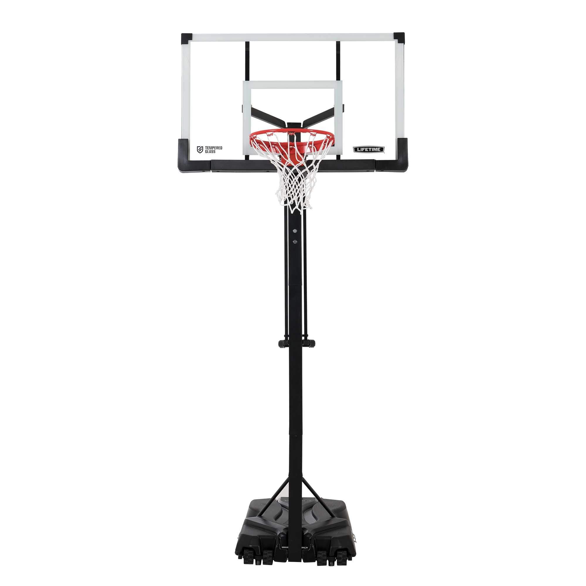 Lifetime 90734 Adjustable Portable Basketball Hoop, 54-Inch Tempered Glass Backboard, Black
