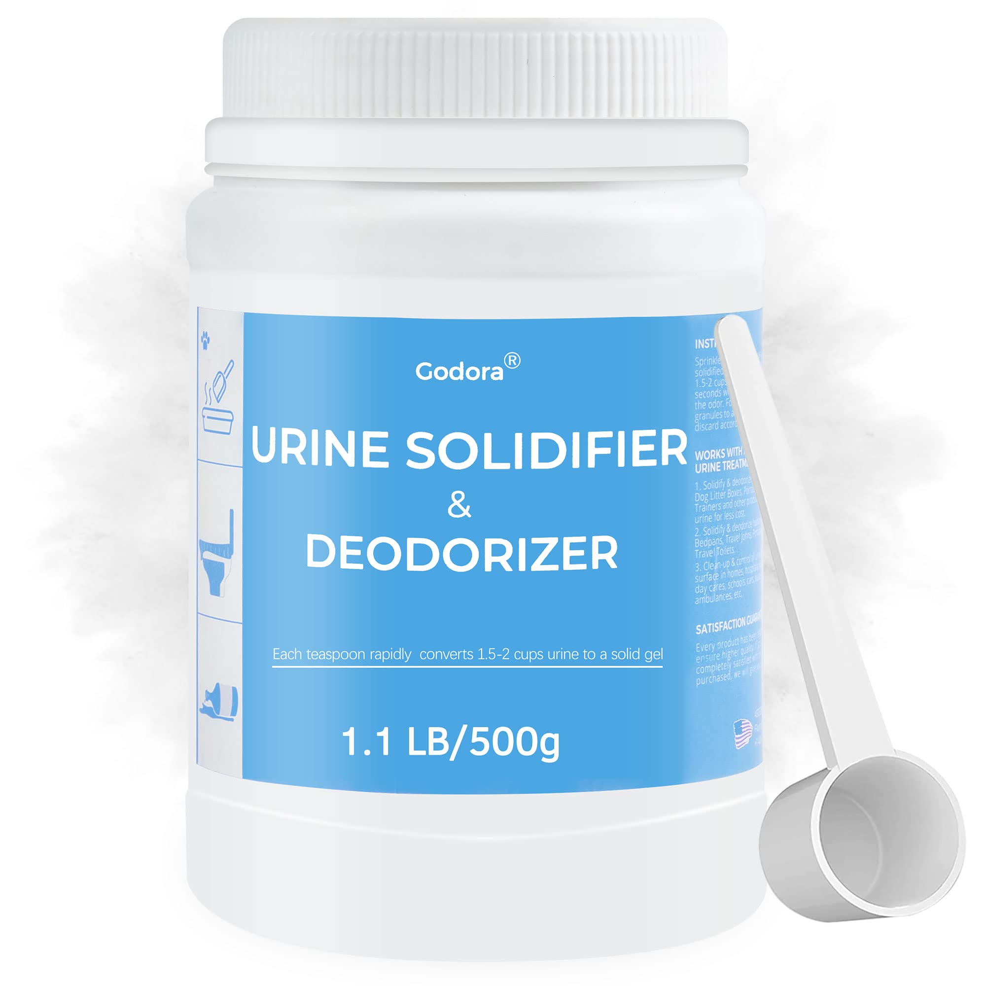 Godora 1.1Lb Eco-Friendly Toilet Urine Powder With Spoon, Fast-Absorbing Camping Toilet Chemicals, Rapidly Biodegradable Eco Gel