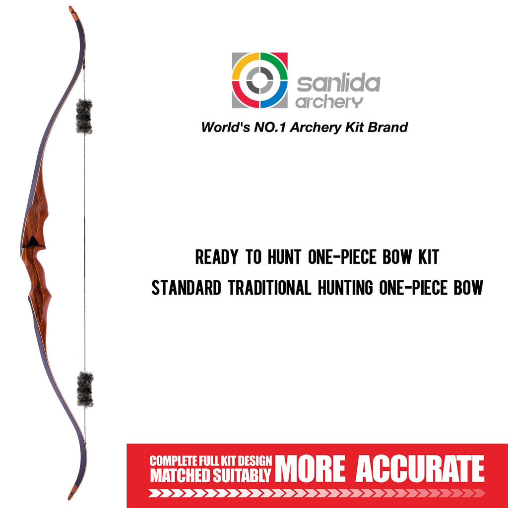 Sanlida Archery 60 Royal X8 One-Piece Bow Traditional Wooden Hunting Bow Handmade Hunting Bow And Arrows Kit For Adults & Tradit