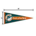 Rico Industries Nfl Football Miami Dolphins Retro 12'' X 30'' Felt Wall D  Cor Pennant - Great For Home/Bed Room/Man Cave D  Cor
