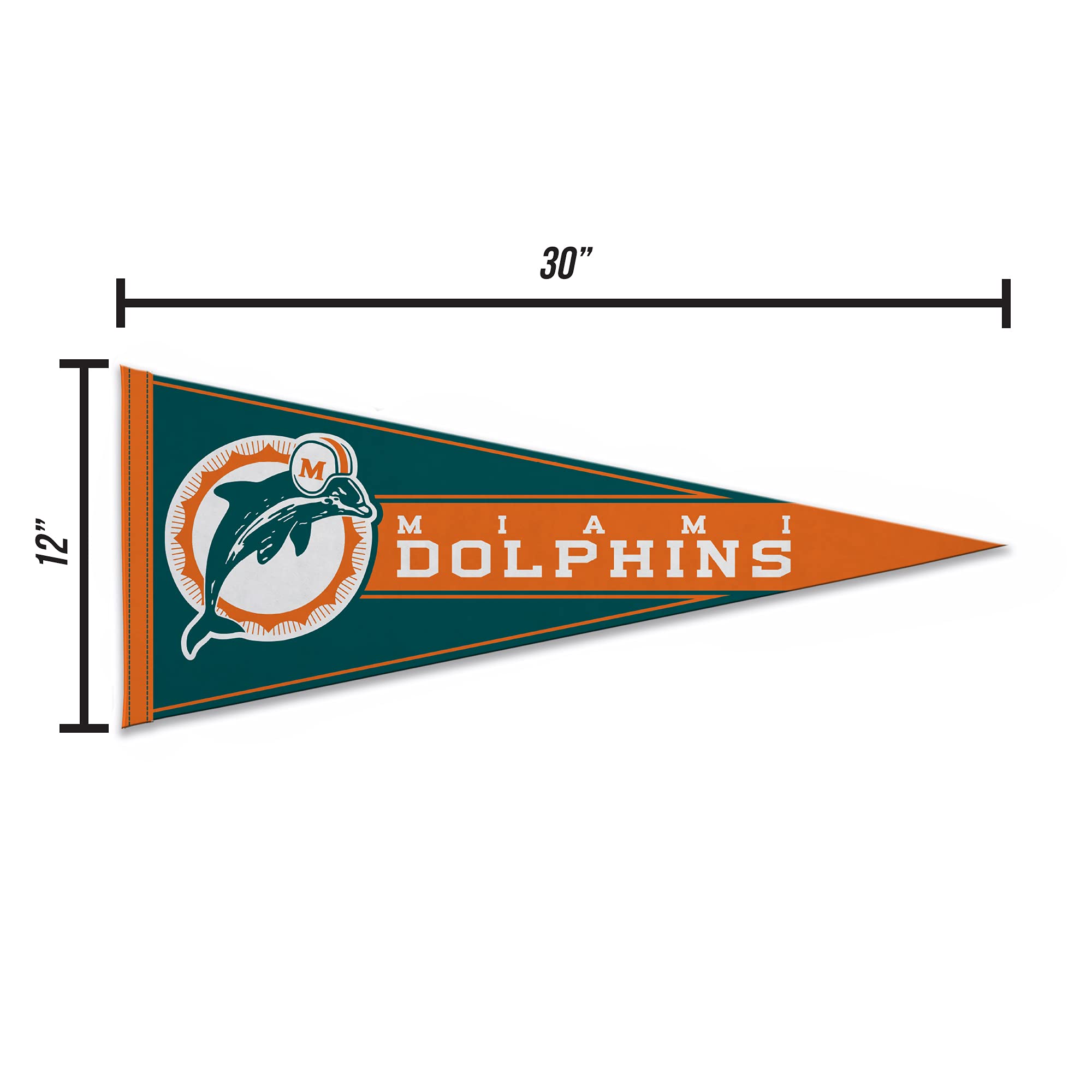 Rico Industries Nfl Football Miami Dolphins Retro 12'' X 30'' Felt Wall D  Cor Pennant - Great For Home/Bed Room/Man Cave D  Cor