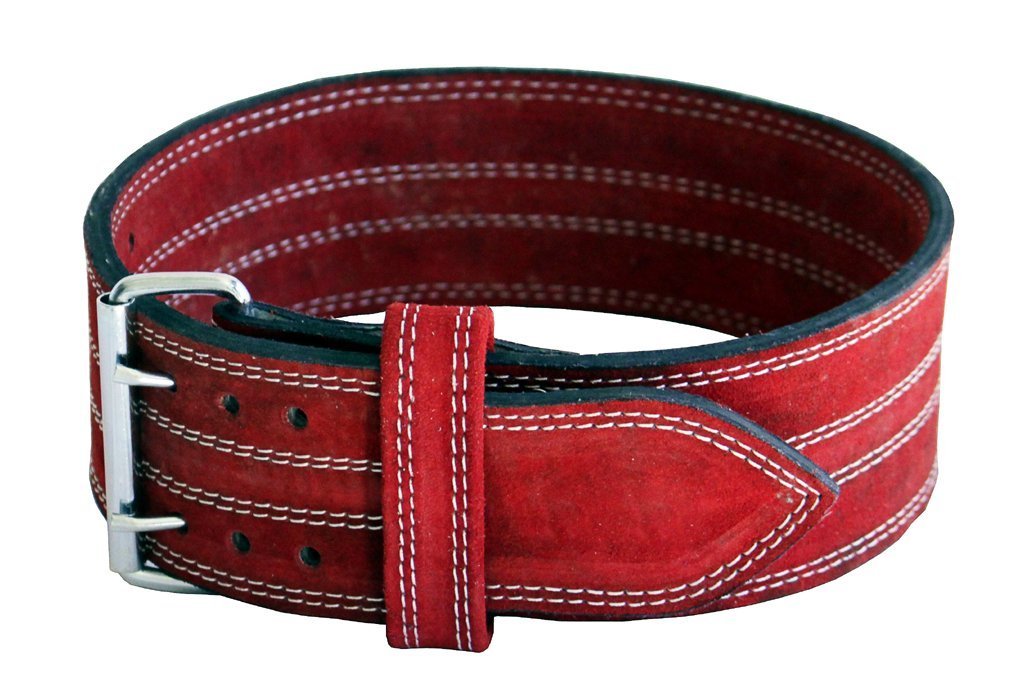 Ader Sporting Goods Leather Power Lifting Weight Belt- 4'' Red (Medium)