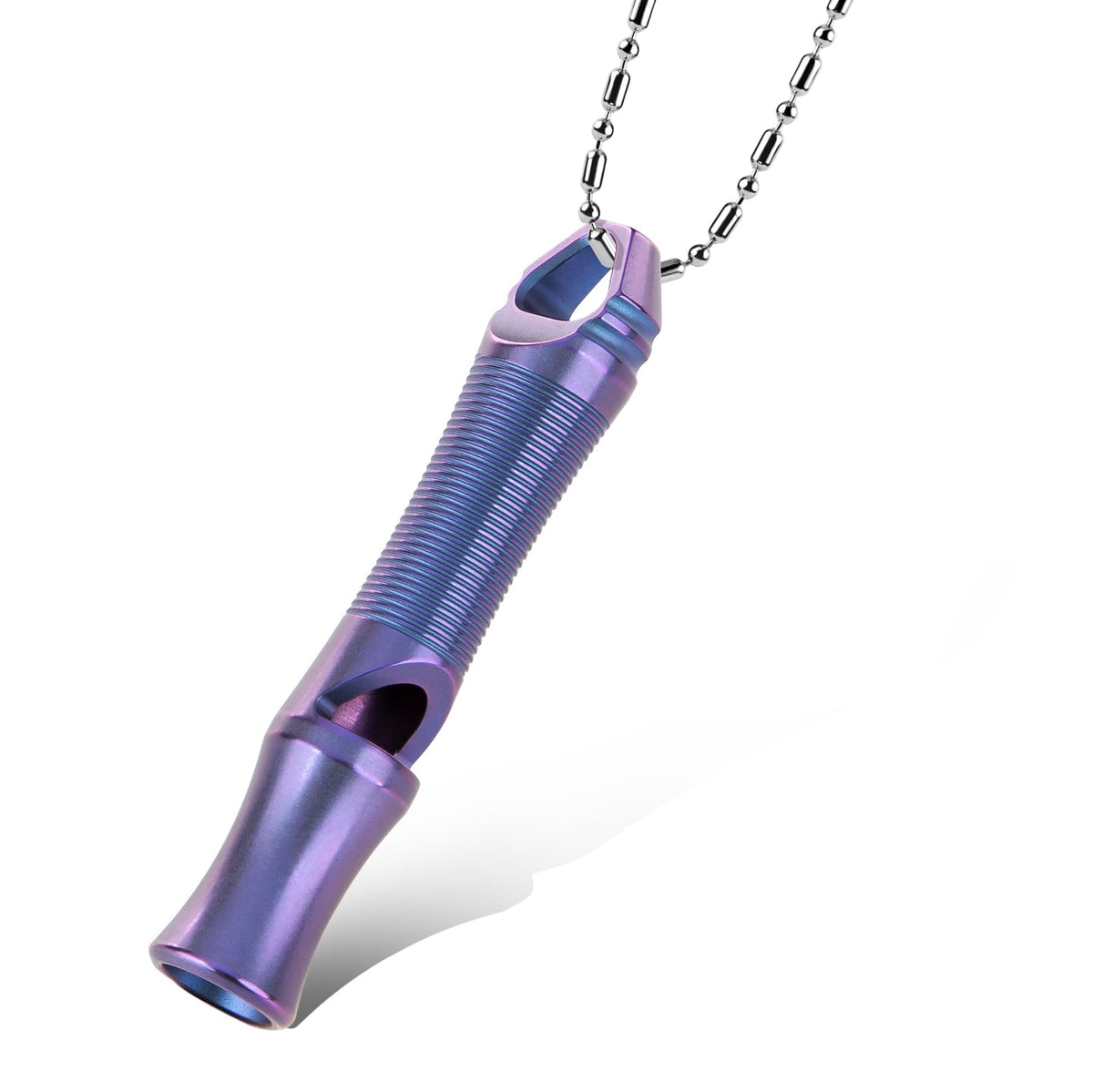 TACRAY Titanium Whistle – Ultra-Loud 120+ dB, CNC Machined, Lightweight & Durable – Perfect for Emergency Survival, Hiking, Camping, and Outdoor Safety – Includes Stainless Steel Chain (Purple)
