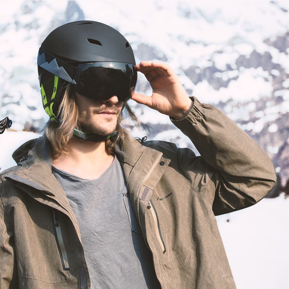 OutdoorMaster Kelvin Ski Helmet - Snowboard Helmet for Men, Women & Youth (Black+Lemon,M)