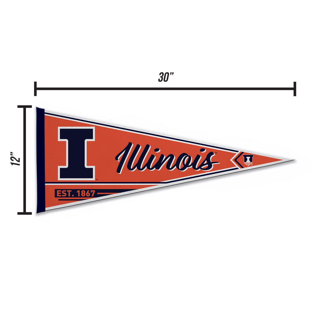 Rico Industries Ncaa Illinois Fighting Illini Classic 12'' X 30'' Felt Wall D  Cor Pennant - Great For Home/Bed Room/Man Cave D