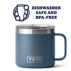 Yeti Stainless Steel Rambler Drinking_Cup, Vacuum Insulated, With Magslider Lid, 14 Ounces, Nordic Blue