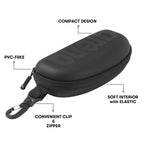 Arena Unisex Swim Goggle Case For Swimming Goggles, Hardcover Protective Carrying Case With Clip, All Black