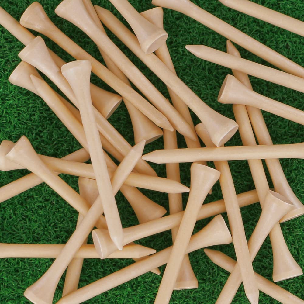 Myartte Wooden Golf Tees 3-1/4 Inch 3.25 Inches Natural Wood Golf Tees In Bulk For Men Women Golfer Reduce Side Spin And Frictio