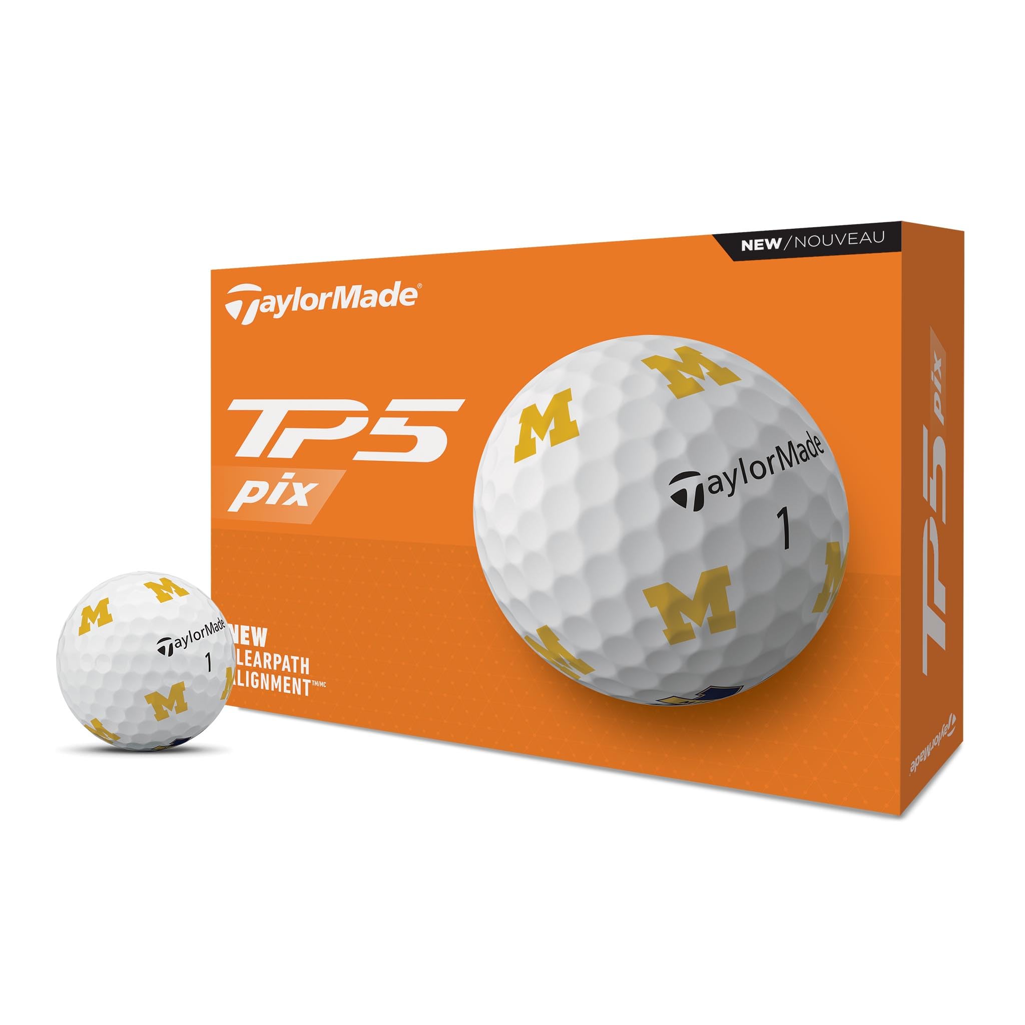 TaylorMade Golf 2024 TP5 PIX Michigan ONE Dozen Golf Balls