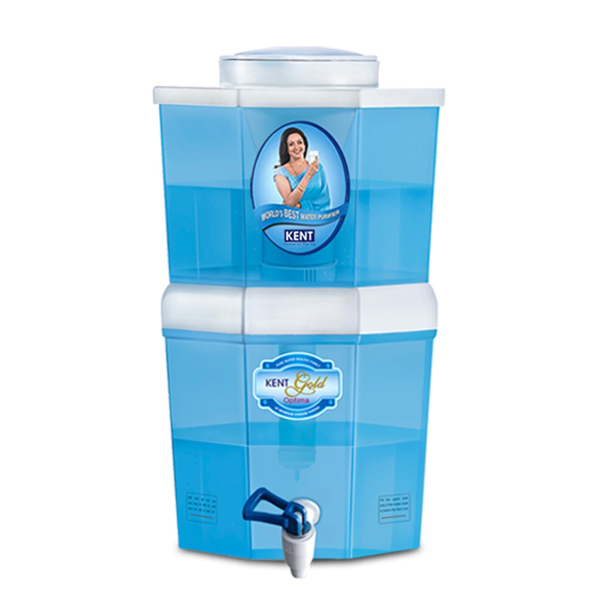 Kent Gold Optima Gravity Water Purifier | Uf Technology Based | Non-Electric & Chemical Free | Counter Top | 5L Top + 5L Bottom 