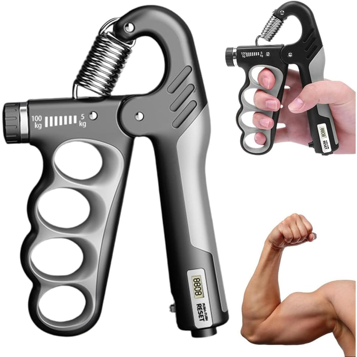 FitNik Adjustable Hand Gripper 100KG+ Resistance | Heavy Duty Grip Strengthener for Hand, Wrist & Forearm Exercise | Finger & Mu