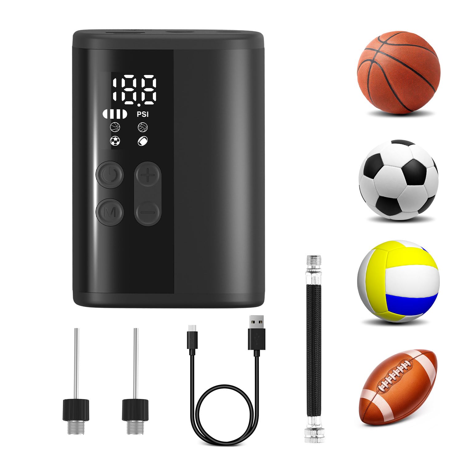 Woowind Ball Pump - The Ultimate Electric Basketball Pump with Power Bank and LED Lighting