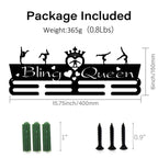 Superdant Medal Holder Gymnastics Medals Display Motivating Word Bling Queen Black Iron Wall Mounted Hooks For Competition Medal