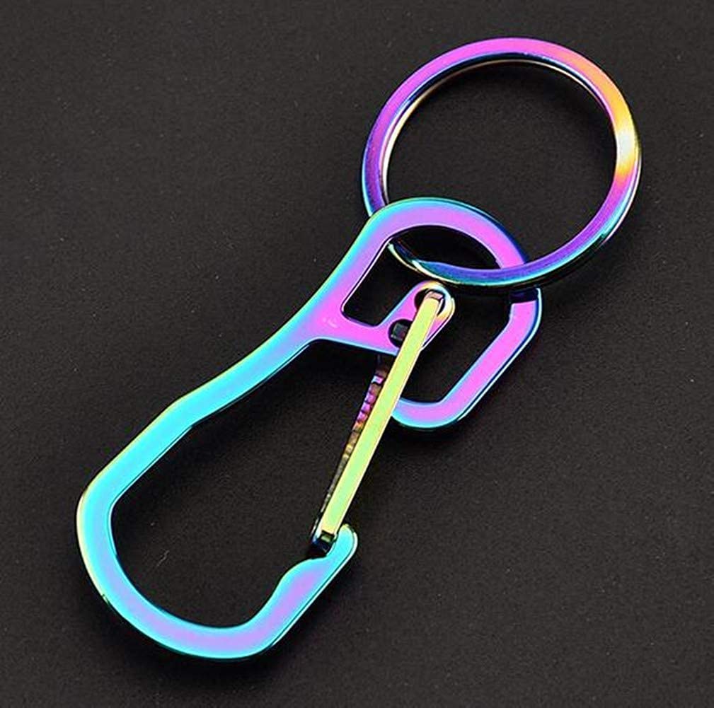 2 Pack Carabiner Clip Retractable Ring Set Titanium Keychain Quick Release Hooks For Men Women
