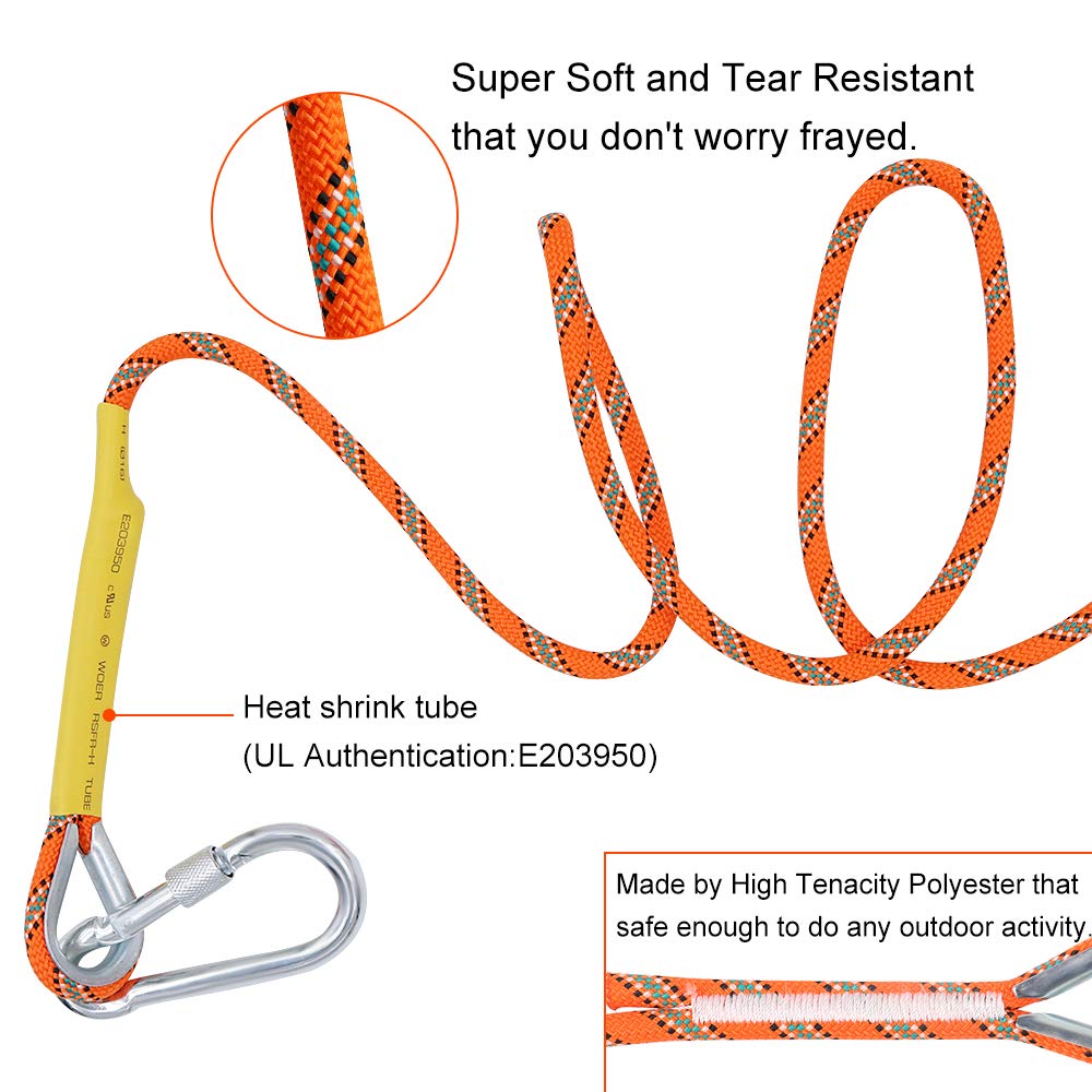 X Xben Outdoor Climbing Rope 20M (64Ft) Rock Climbing Rope, Escape Rope Climbing Equipment Fire Rescue Parachute Rope (64 Foot)