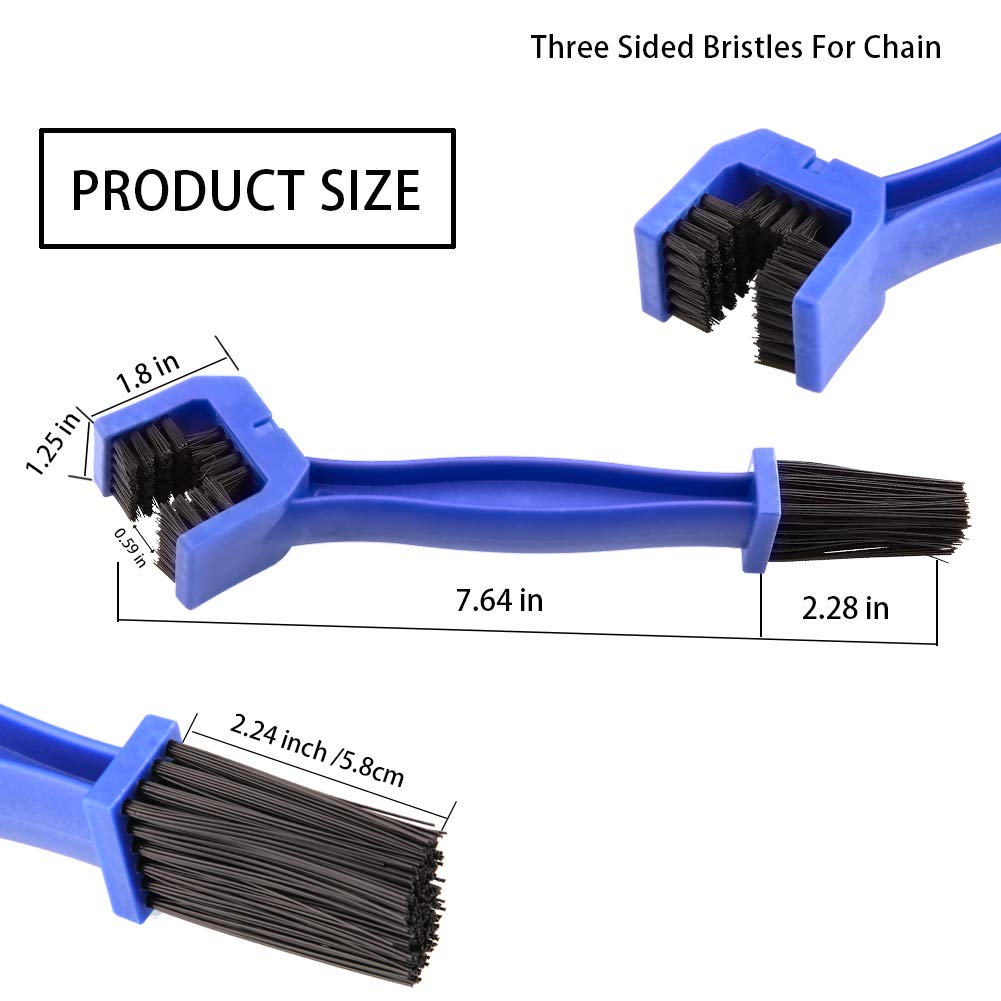 Motorcycle & Bike Chain Cleaner Tool Set - Durable Bicycle Chain Gears Maintenance Cleaning Brush Kit For All Type Chain Gears(3