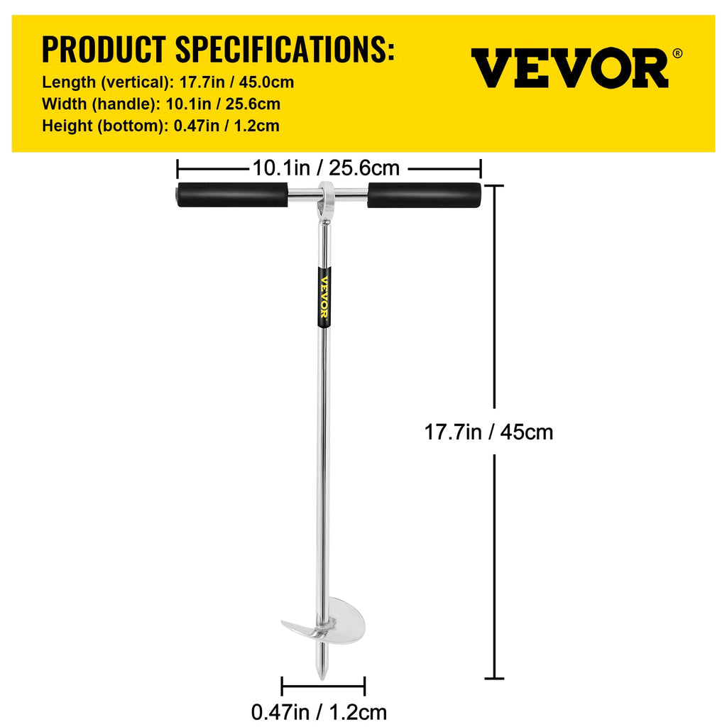 Vevor Sand Anchor, 18'' Length Auger To The Beach And Sandbar, 316 Stainless Steel Screw Anchor W/Removable Handle, Bungee Line