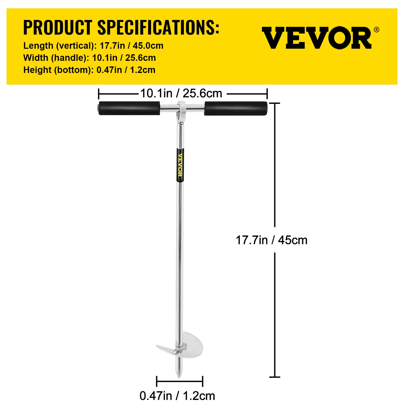 Vevor Sand Anchor, 18'' Length Auger To The Beach And Sandbar, 316 Stainless Steel Screw Anchor W/Removable Handle, Bungee Line