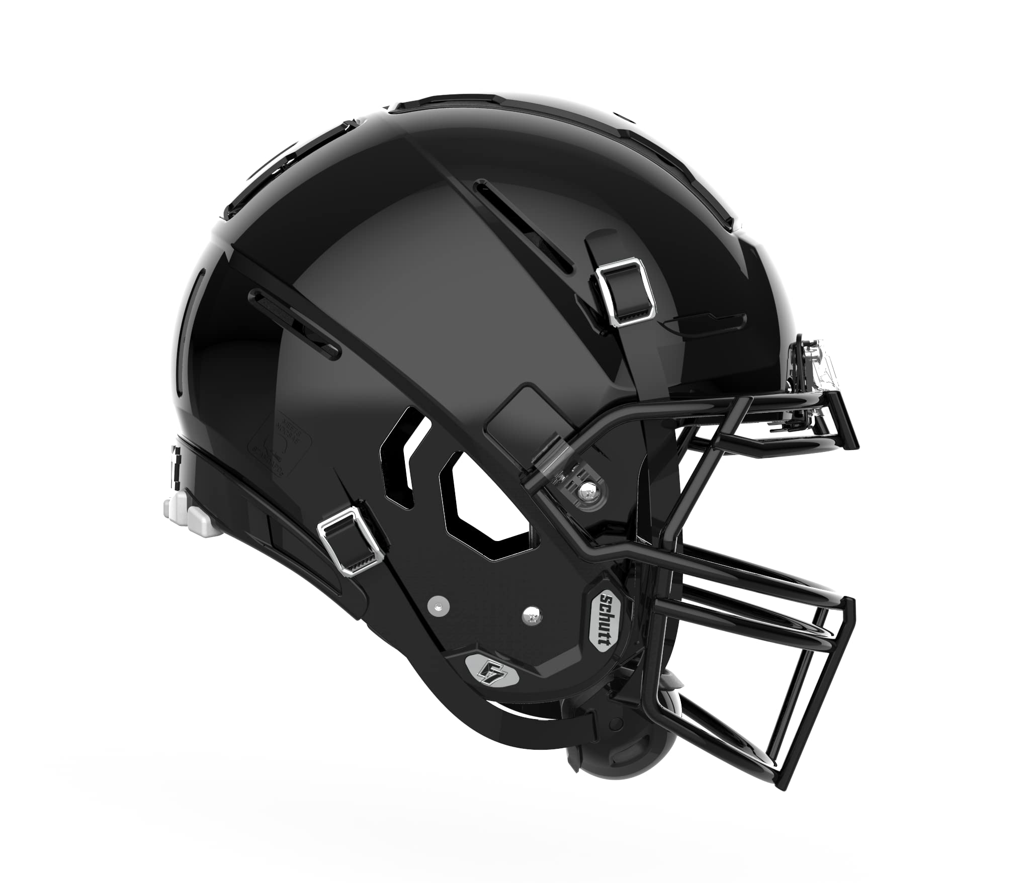 Schutt F7 VTD Collegiate Football Helmet, ROPO NB VC Facemask Attached, Large, Black