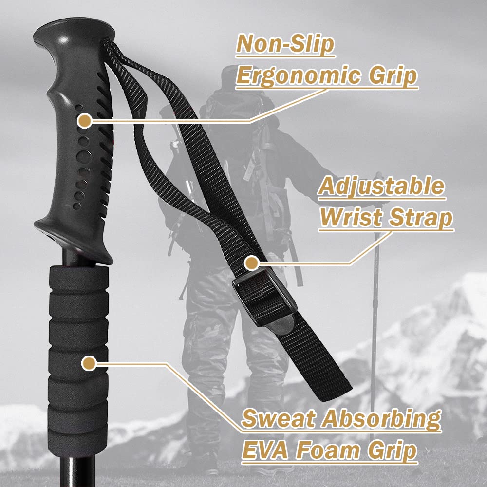 Carbon Fiber Trekking Poles -Ayamaya Collapsible Lightweight Hiking Walking Sticks With Natural Cork Grips, Quick Locks 4 Season