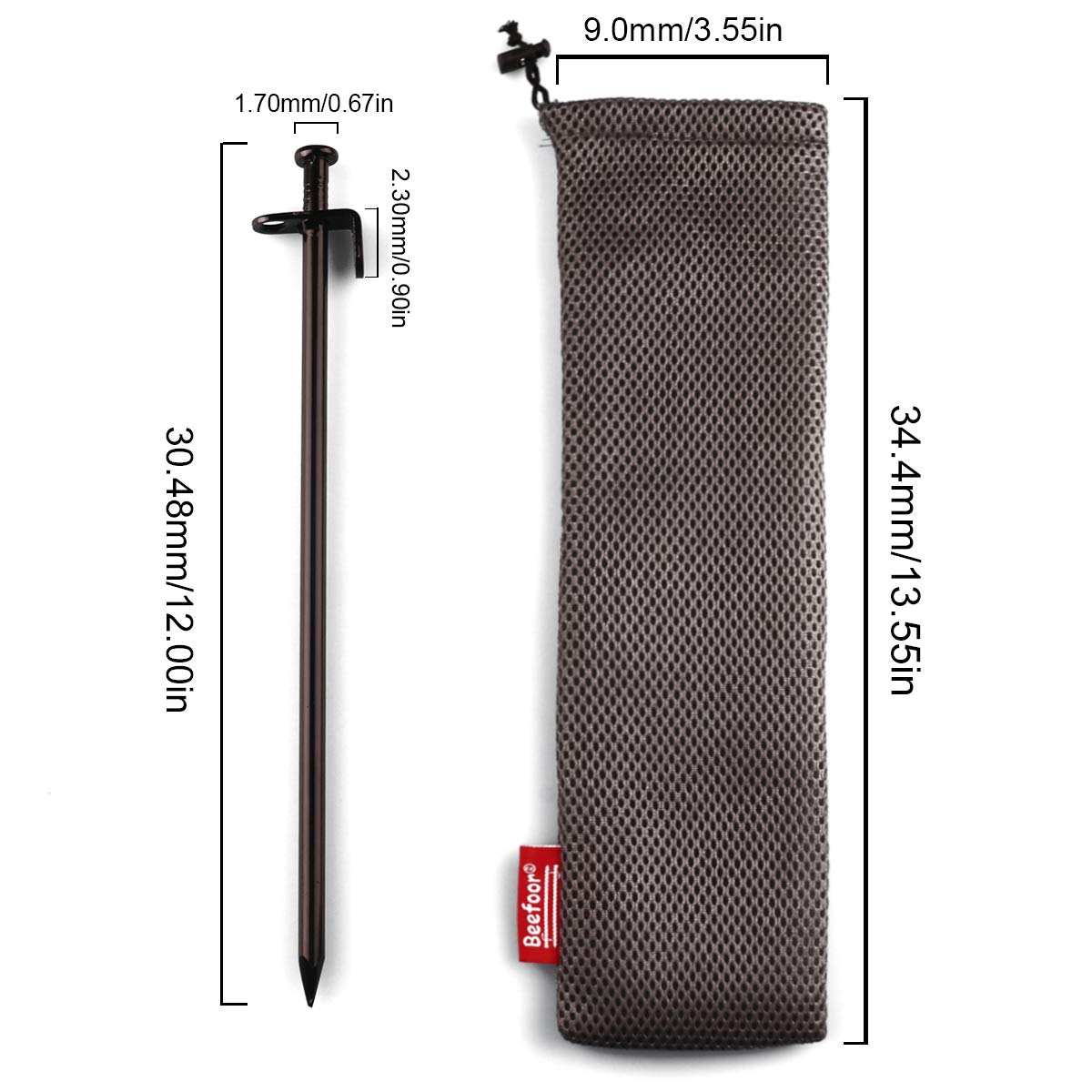 Beefoor Tent Stakes 12 Inch Heavy Duty Tent Pegs Tarp Pegs Camping Stakes For Outdoor Camping Canopy And Tarp Suitable For High