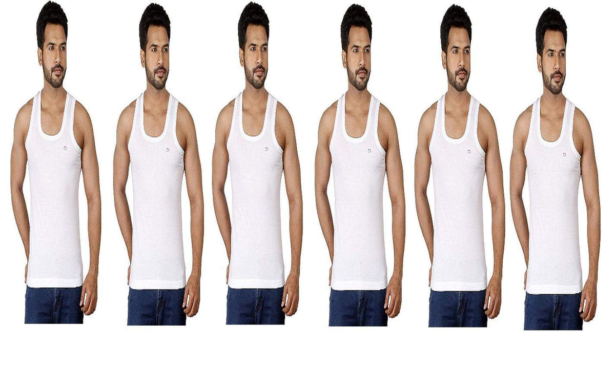 Amul Comfy MenS Cotton Round Neck Vest (White, 3Xl105 Cm)Pack Of 6