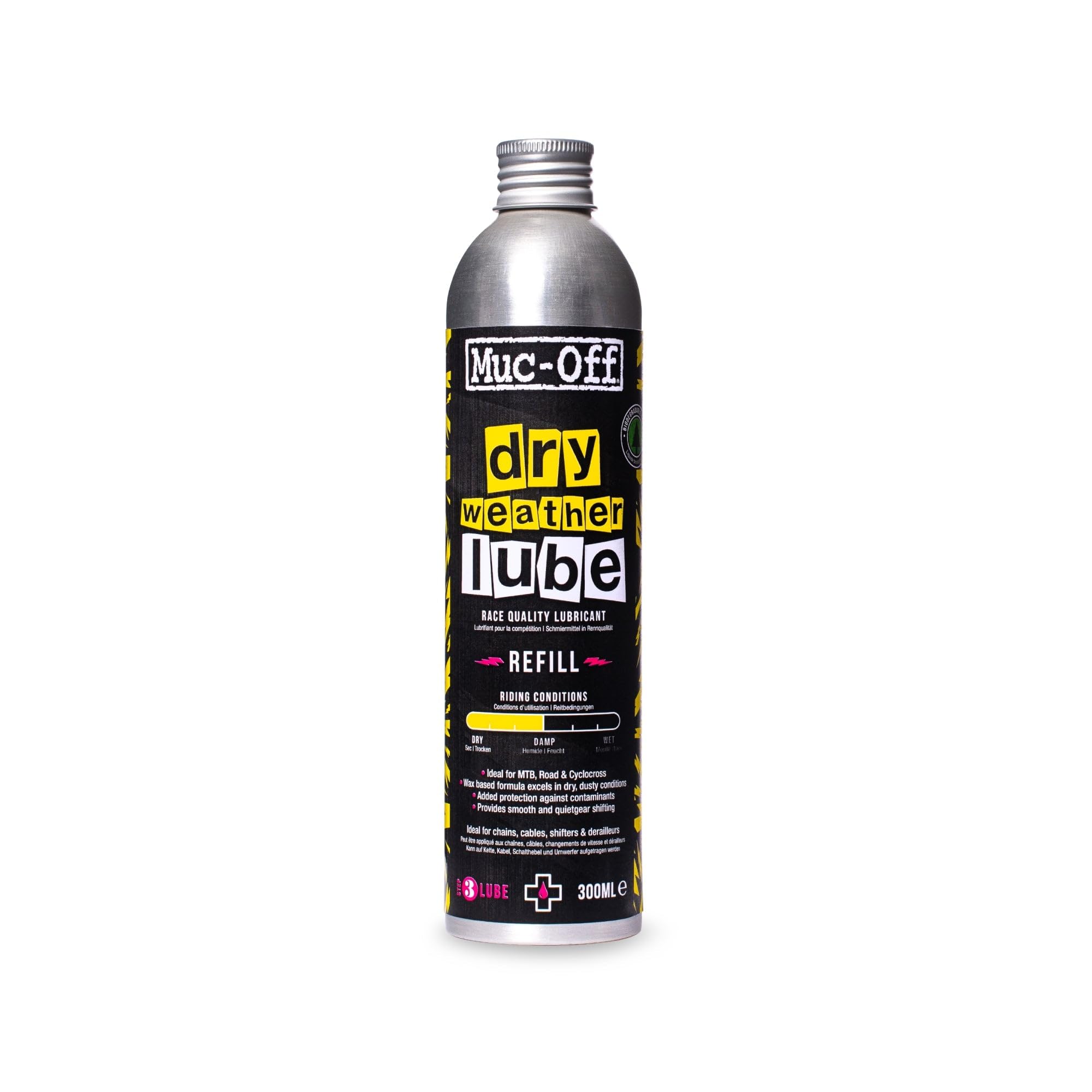 Muc-Off Dry Chain Lube, 10.14 fl oz - Bike Lube Refill, Bike Chain Oil, Chain Wax for Dry Weather Conditions - Biodegradable Bik