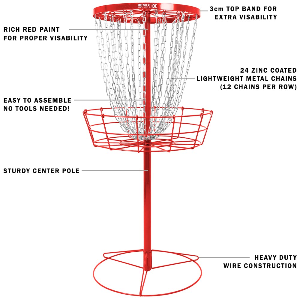 Remix Deluxe Practice Basket For Disc Golf - Red