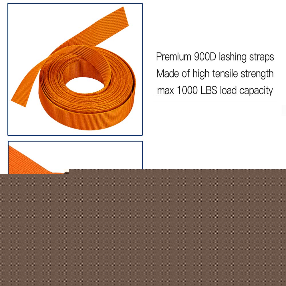 Lashing Strap Short Orange 1'' X 6.5 Ft, Cam Buckle Tie Down Straps Heavy Duty Secure Straps Up To 700 Lbs Capacity For Motorcyc