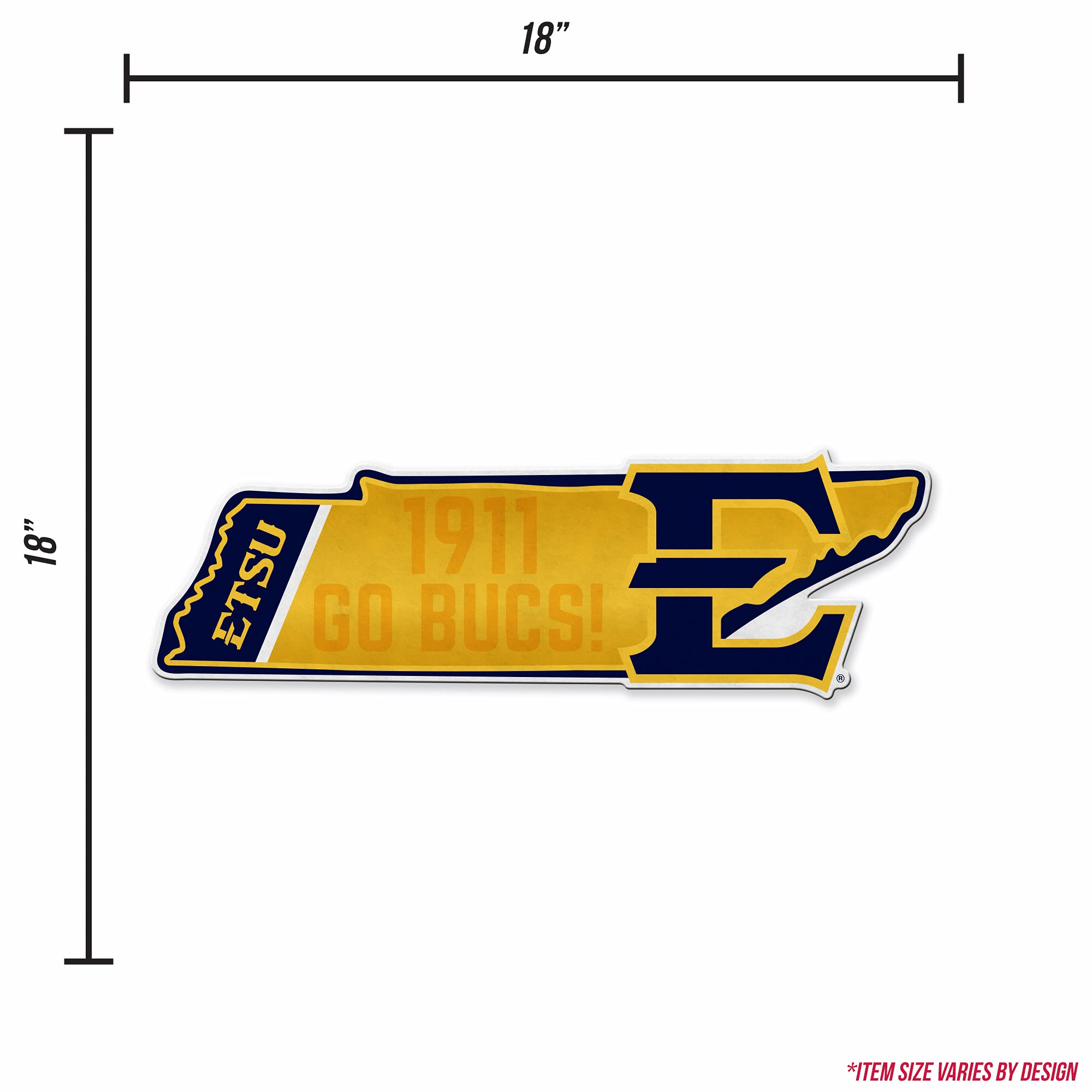 Rico Industries Ncaa East Tennessee State Buccaneers State Shape Shape Cut Pennant - Home And Living Room D  Cor - Soft Felt Ez