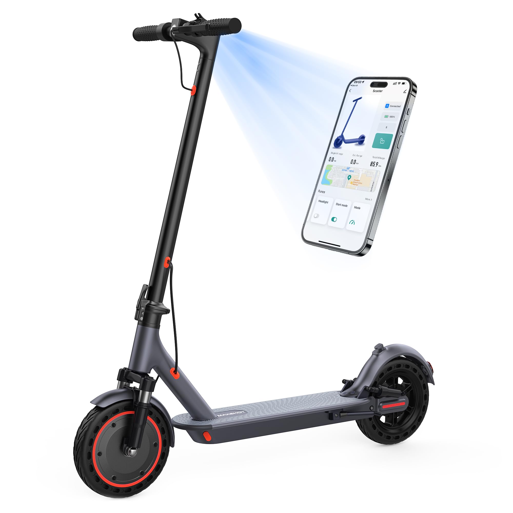 MAXSHOT Electric Scooter for Adults, 8.5/10/14 Tires, 19/22Mph, 350W/500W Motor, 21-28 Miles Range, Folding E-Scooter with Dual 