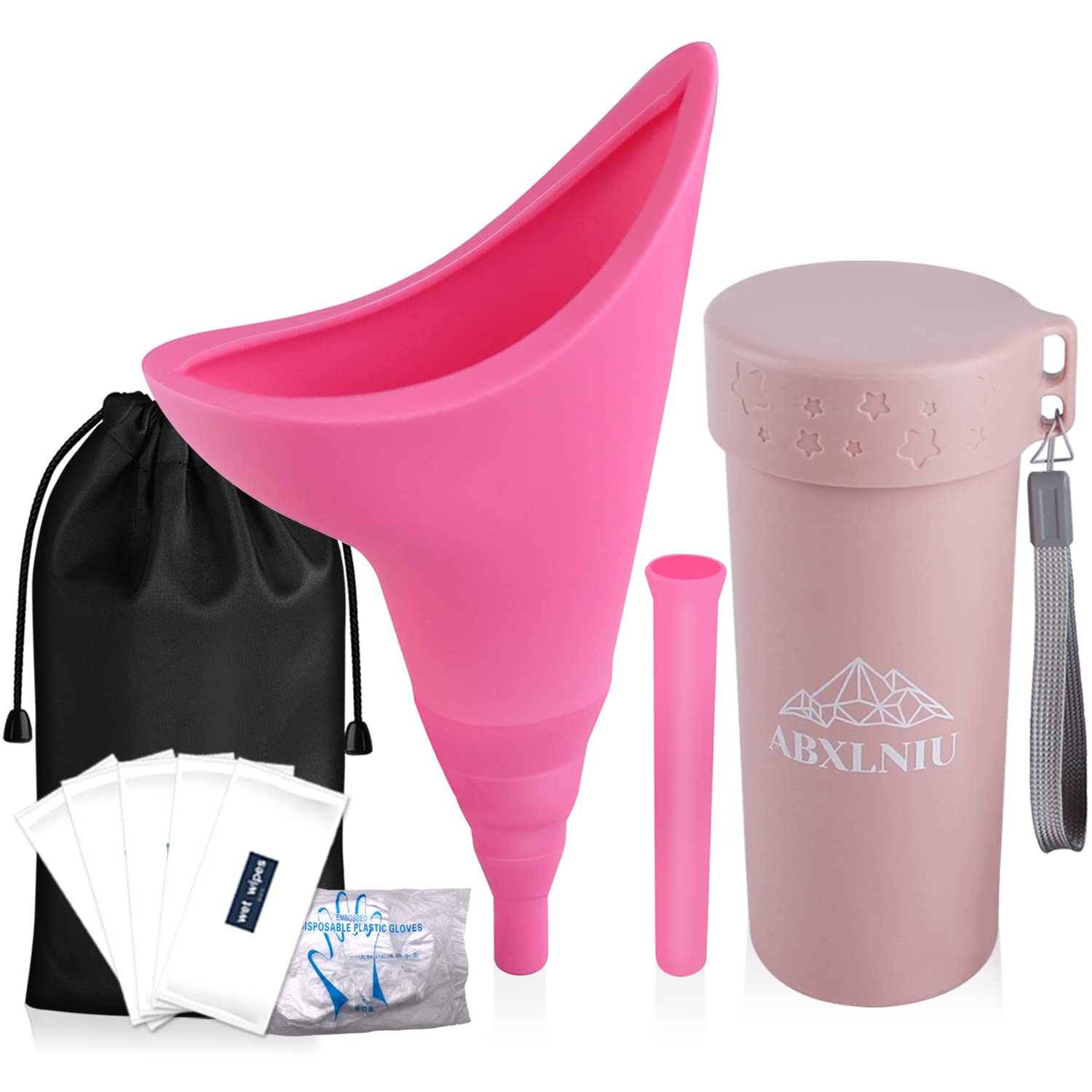 ABXLNIU Female Urination Device with Cup, Portable Female Urinal Pee Funnel for Women Travel - Stand Up to Pee Anywhere, Reusabl