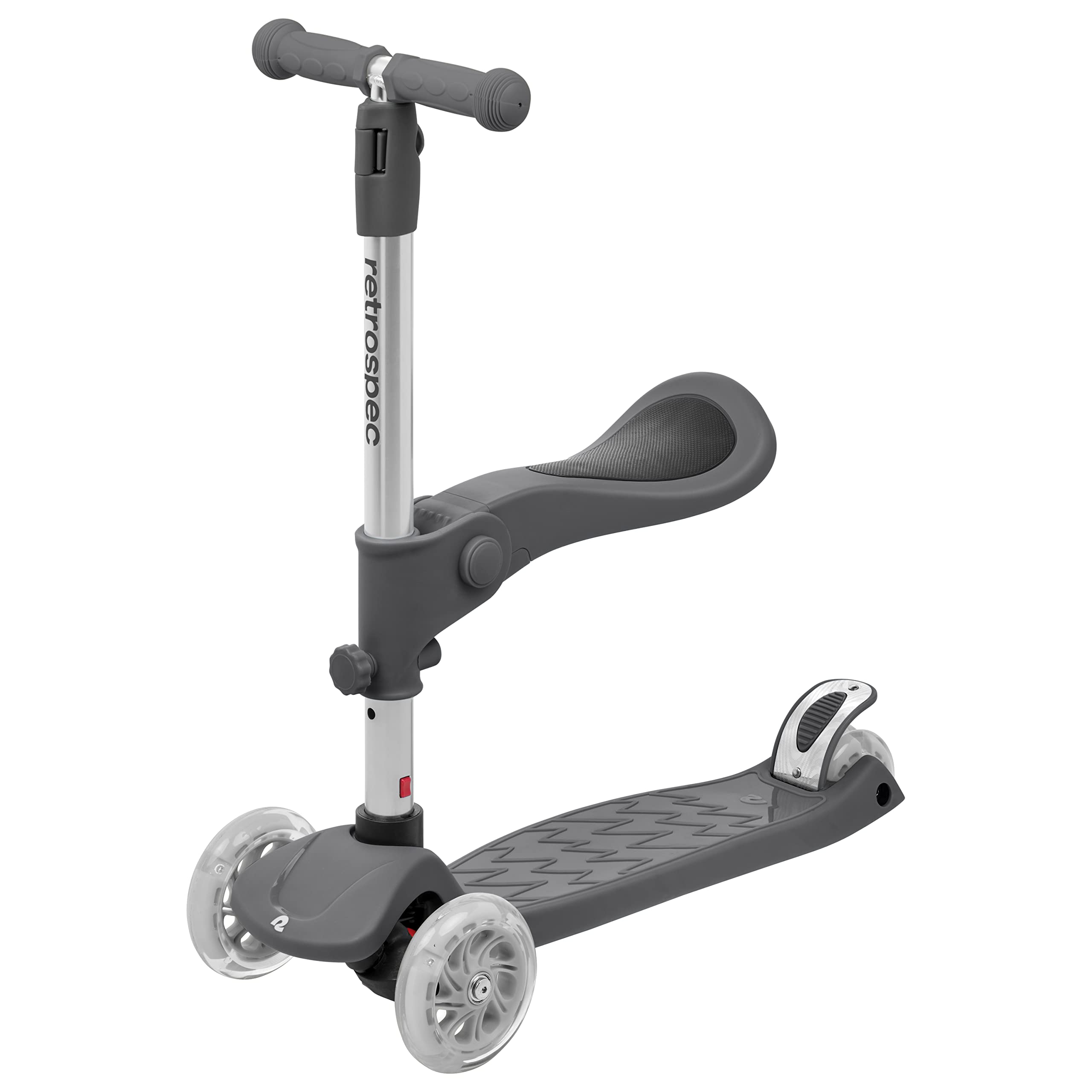 Retrospec Chipmunk Plus 3-Wheel Kids Scooter with LED Light-Up Wheels & Foldable Seat - Adjustable Height 26.5-31.5in, Toys for 