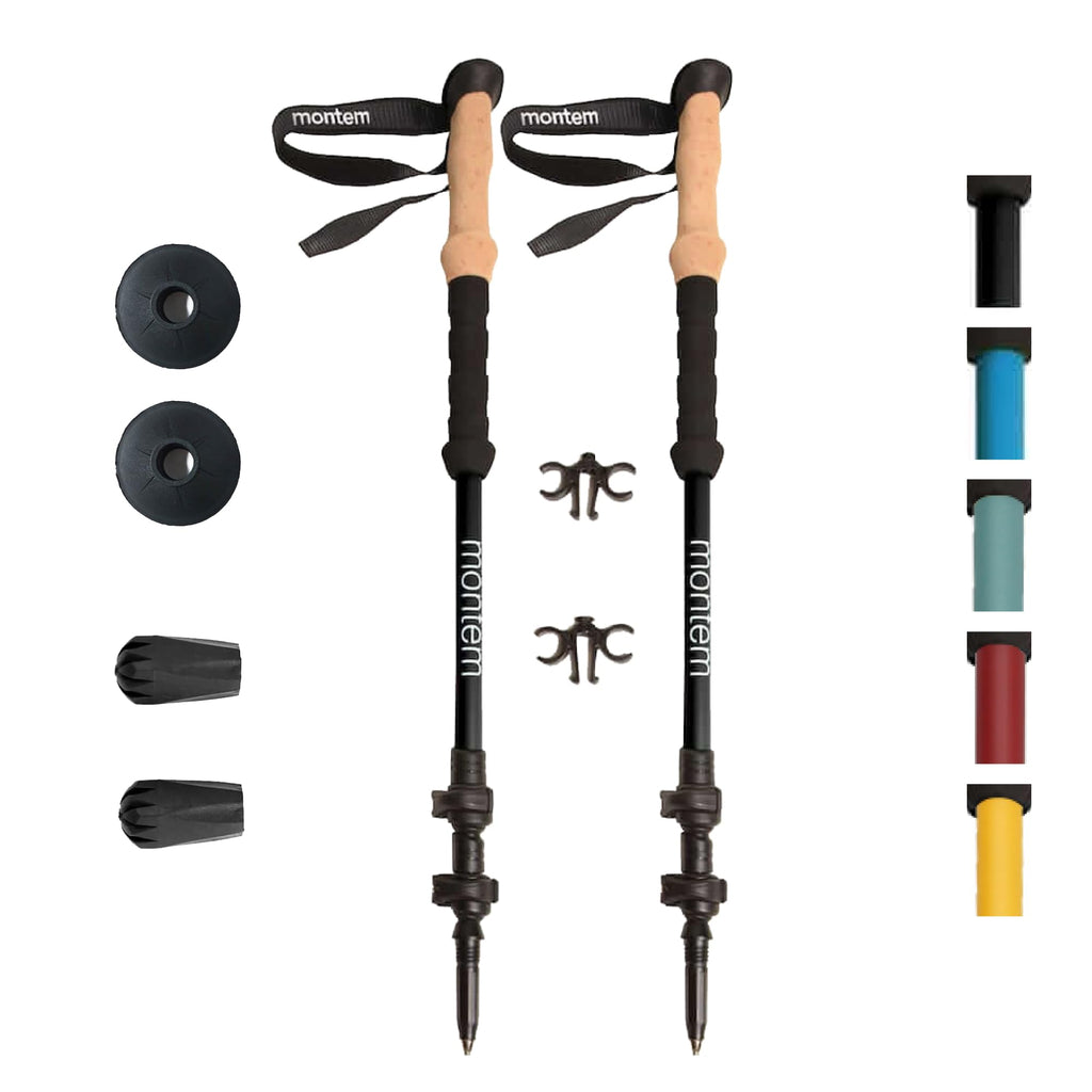 Montem Ultra Light 100% Carbon Fiber Trekking, Walking, And Hiking Poles For Backpacking Gear - One Pair (2 Poles) - Lightweight