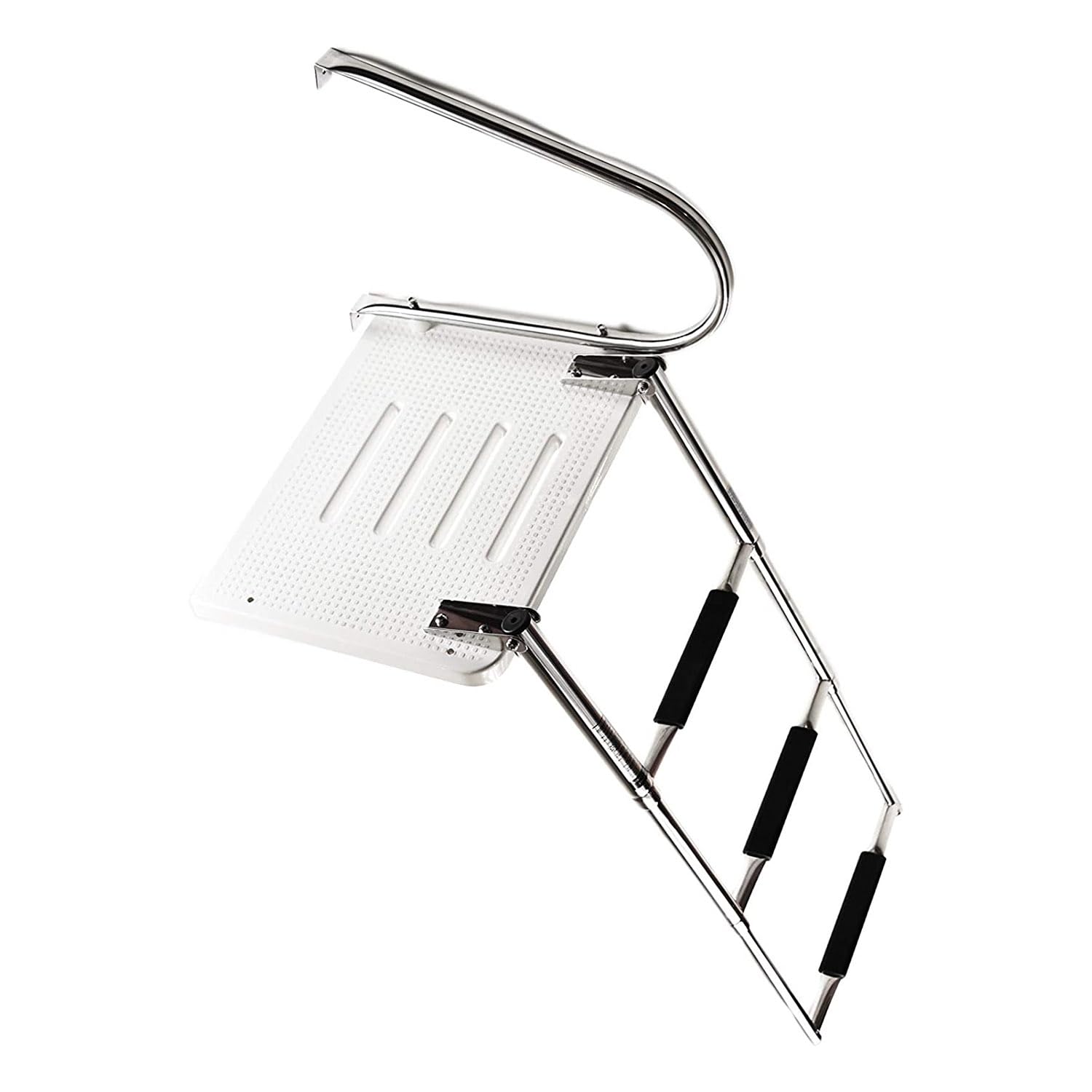 MARINE CITY Swim Telescoping Folding Ladder - 304 Stainless Steel, Anti-Slip, Corrosion-Resistant, 400lb Capacity, Compact & Eas