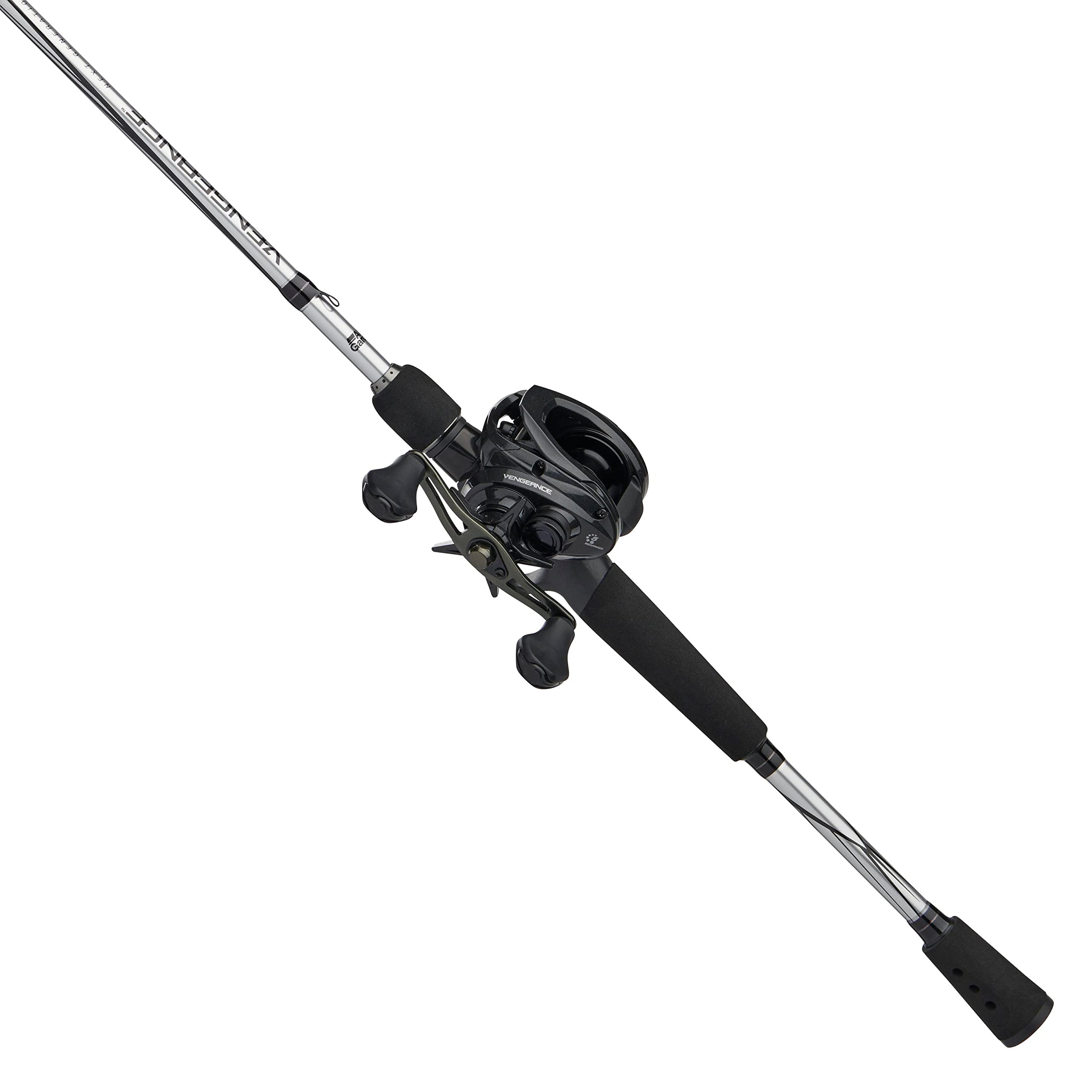 Abu Garcia Vengeance Low Profile Baitcast Reel And Fishing Rod Combo, Gray/Black, 7' - Medium Heavy - 1Pc