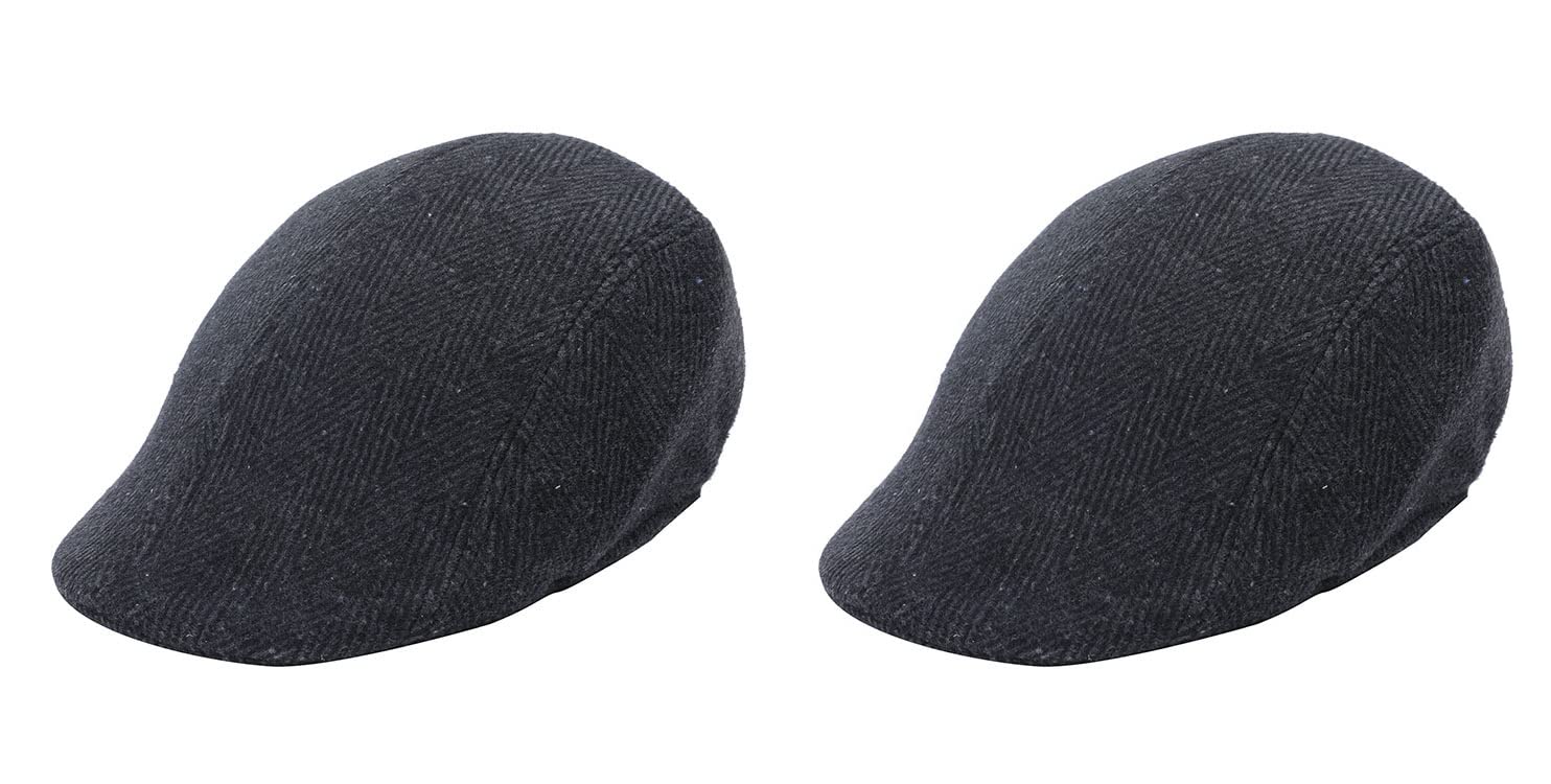 Clothera Cotton Black Golf/Flat Caps (Pack Of 2) For Men, Free Size