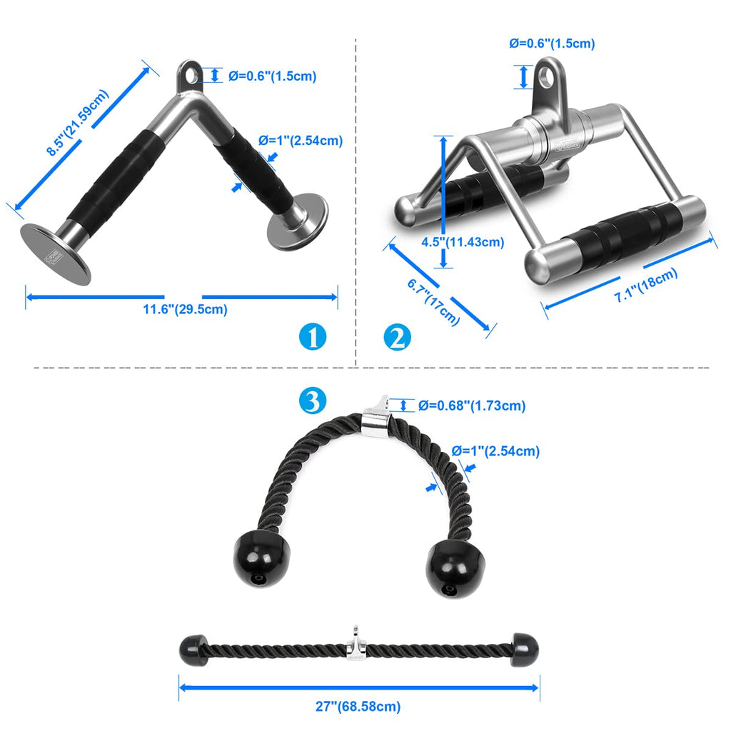 Power Guidance Triceps Pull Down Attachment, Cable Machine Accessories For Home Gym, Lat Pull Down Attachment Weight Fitness (3.