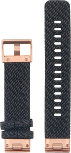 Garmin Quickfit Watch Band Heathered Black Nylon With Rose Gold Hardware 20Mm