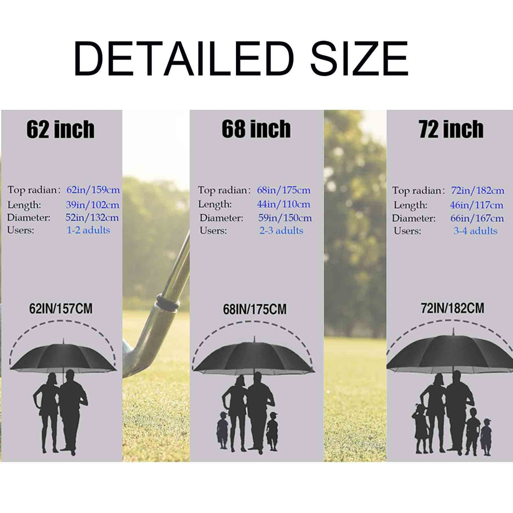 Mrtlloa Automatic Open Golf Umbrella Extra-Large Oversized Double Canopy Vented Windproof Waterproof Stick Rain Golf Umbrellas F